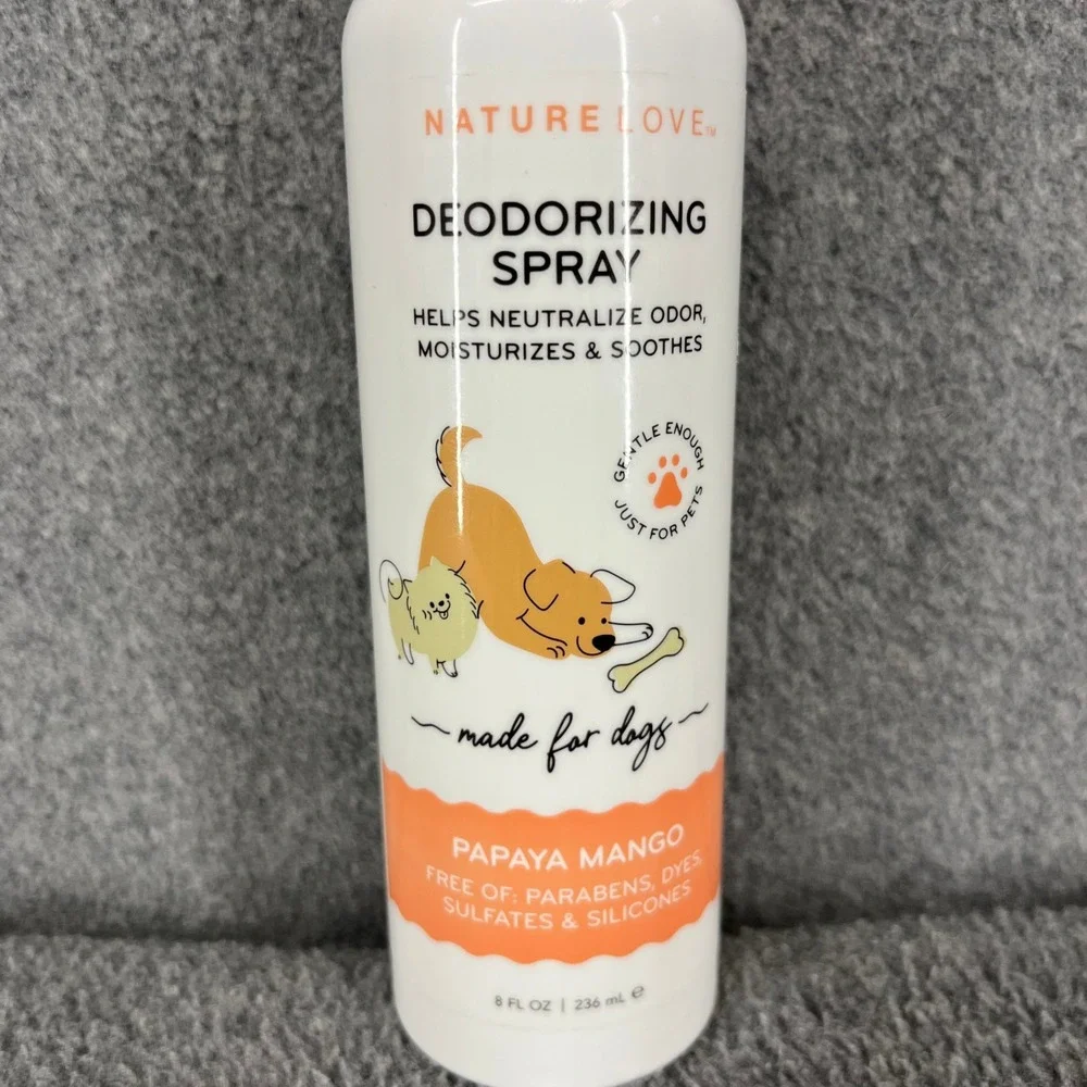 Nature Love Deodorizing Spray Dogs 8oz Papaya Mango Odor Neutralize Pet Grooming